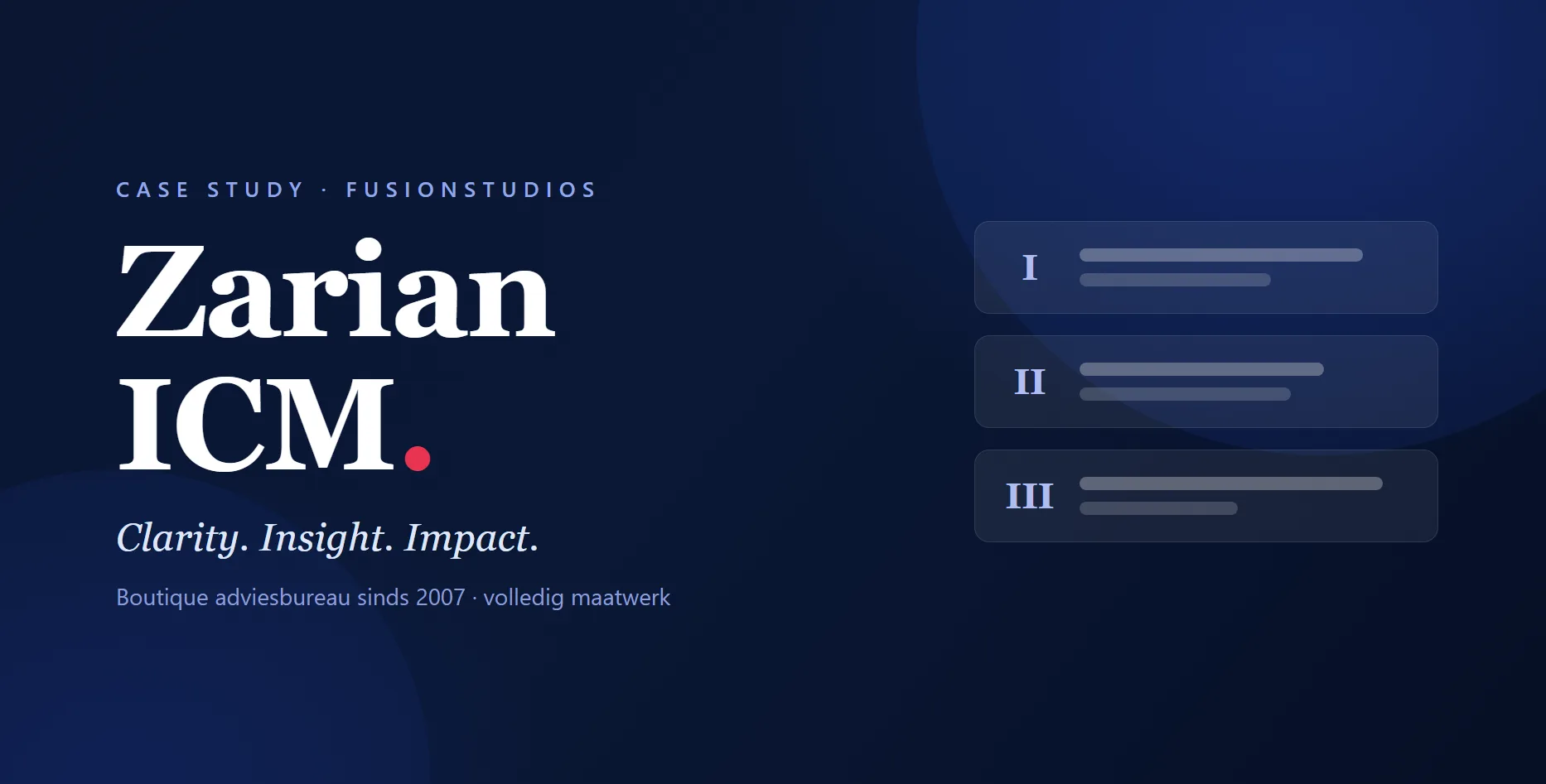 Zarian ICM, advies project van Fusionstudios